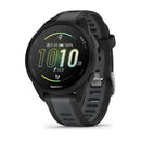 Garmin Forerunner 165 Smartwatch GPS AMOLED preto com monitor cardíaco, tela colorida de alta definição e design esportivo para corrida, ciclismo e atividades físicas.